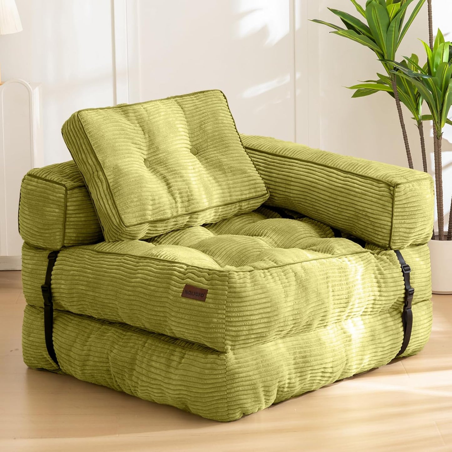 LUCTREE Folding Sofa Bed, L-Shaped Convertible Sofa Bed with Armrest Foldable Sleeper Sofa with Pillow, Portable Fold Out Chair Bed Comfy Floor Sofa Lounge for Living Room Bedroom